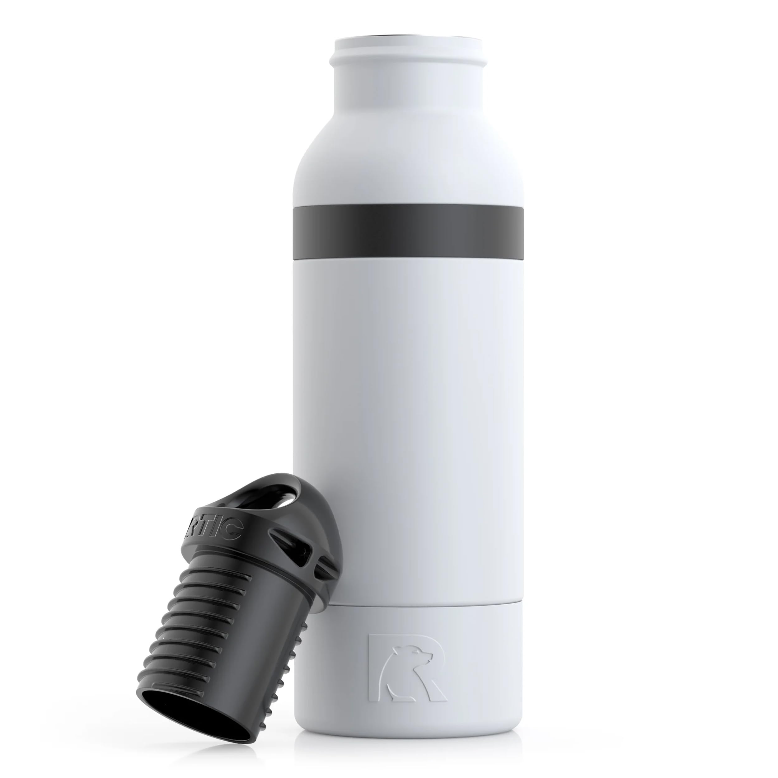 RTIC Bottle Chiller, Insulated Cooler for 12oz Glass Soda or 16oz Aluminum Bottles, Double Wall Vacuum Insulation, Stainless Steel, Sweat Proof with