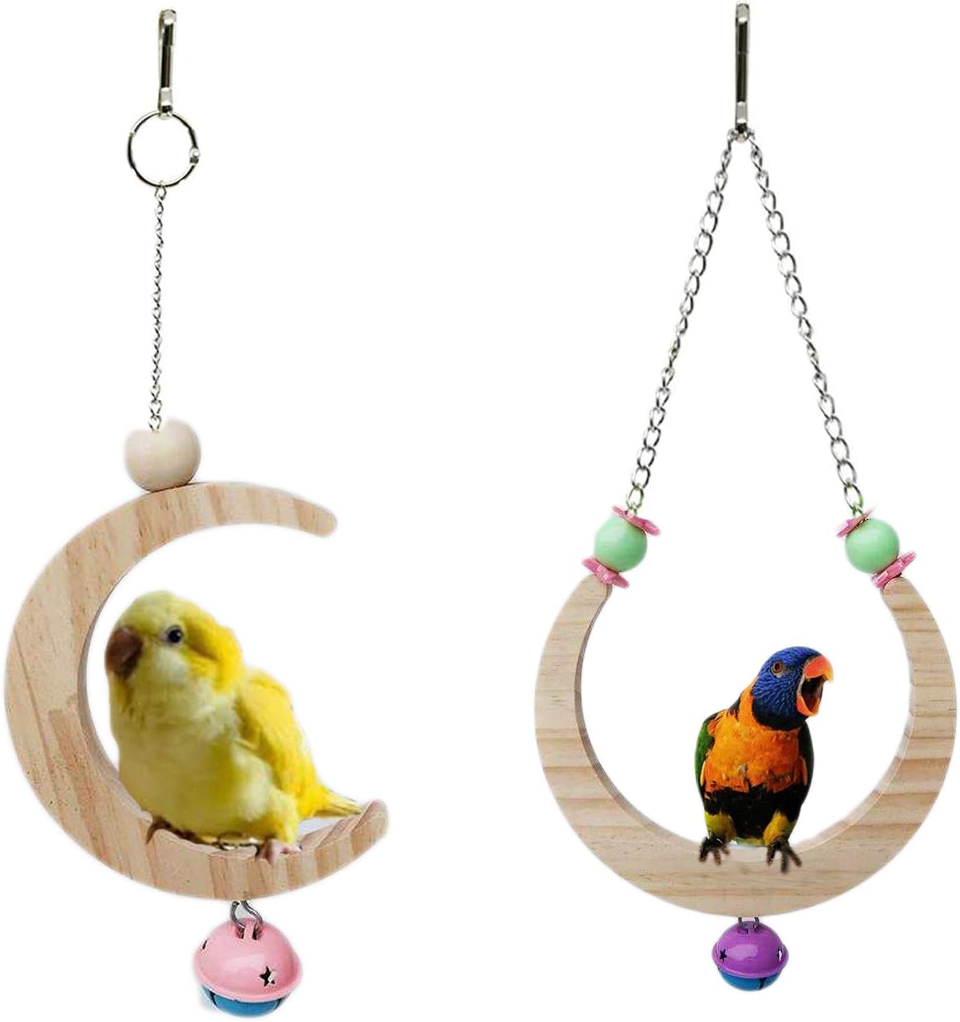 KeFit Co. Ltd Bird Swings for Parakeets Medium Birds Wood Bird Swing Chewing Toys Parakeet Cage Accessories Parrot Swing Perch Stand for…