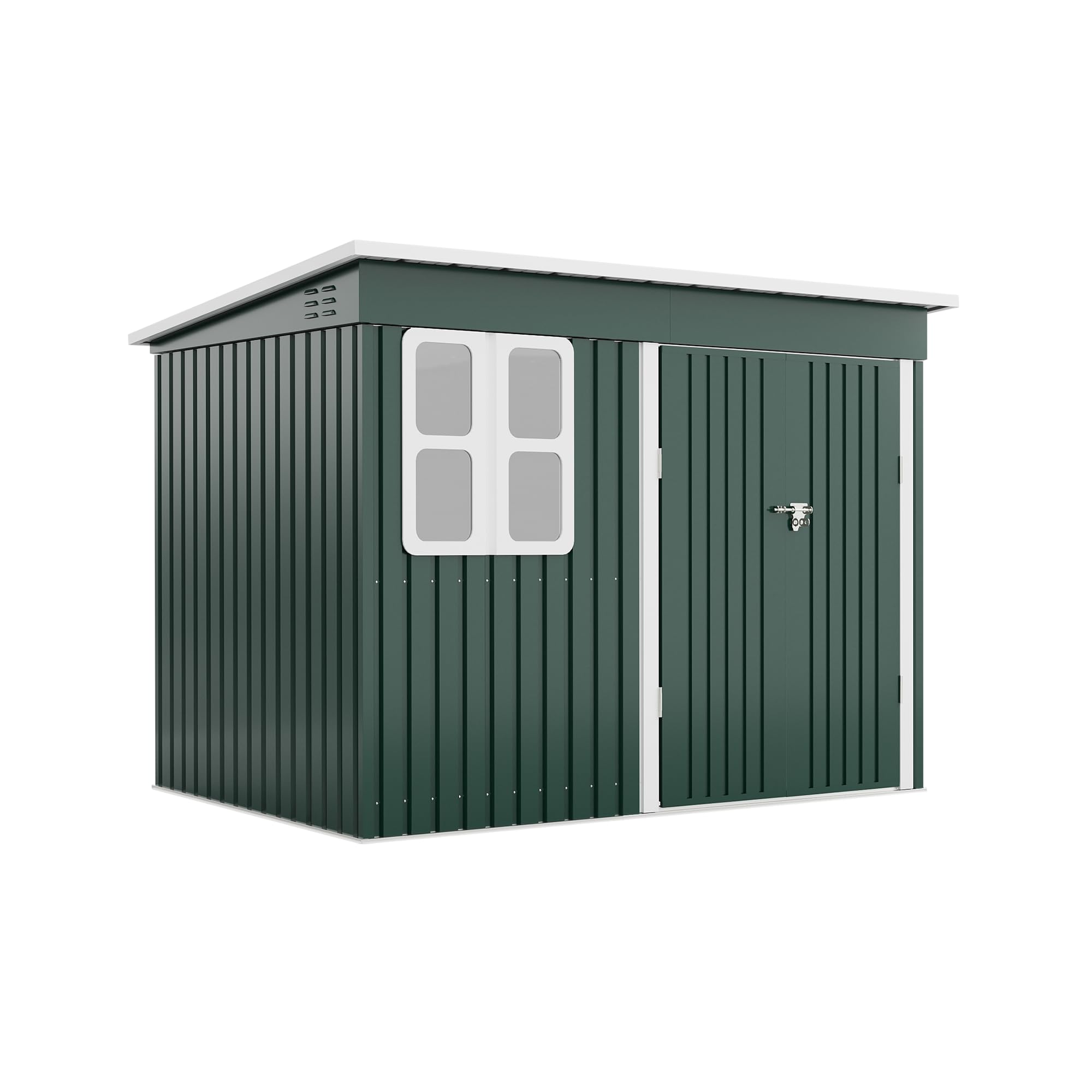 Amopatio Metal Garden Storage Shed 6x4 ft, Outdoor Tool Storage Shed 200x131x192 cm, BikeShed Waterproof with Lockable Door for Winter, Backyard, Patio, Garbage Bin, Tools, Black — view 16