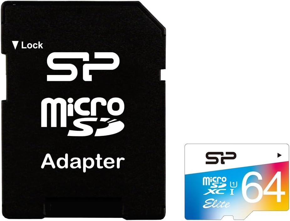 Silicon Power 64GB MicroSDXC UHS-1 Class10, Elite Flash Memory Card with Adapter (SP064GBSTXBU1V20SP)