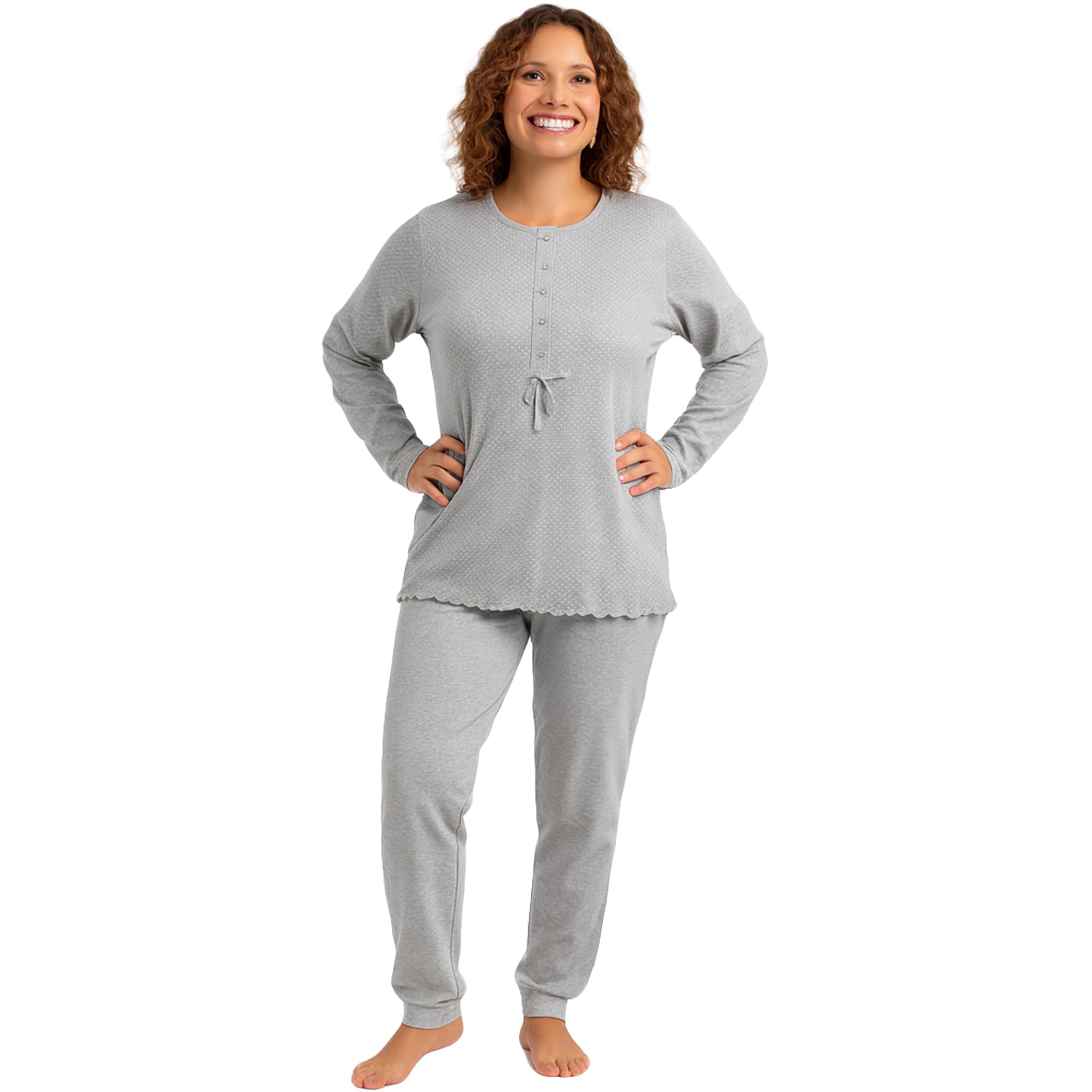 Leedya Pigiama Donna Invernale 100% Cotone - Modal - Completo Lungo Manica Lunga con Bottoni o Polsini – Modelli Vari Colori a Fiori – Morbido e Confortevole per la Notte