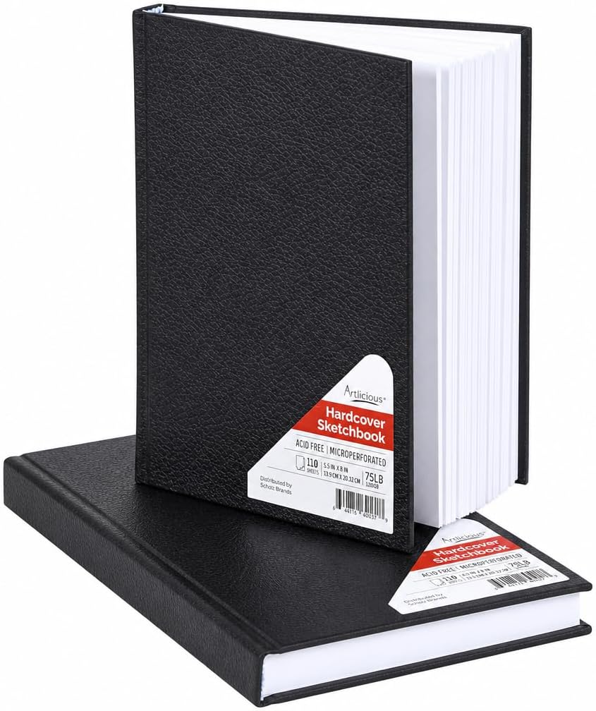 Hardcover Sketch Book 5.5"x8" 2-Pack – 110 Sheets 120gsm