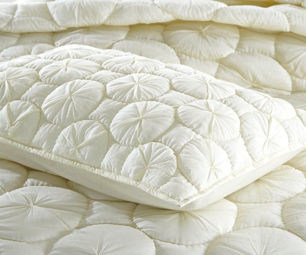 Calla Angel Dream Waltz Luxury Pure Cotton Voile Quilted Pillow Sham, Standard, 20x30, Ivory