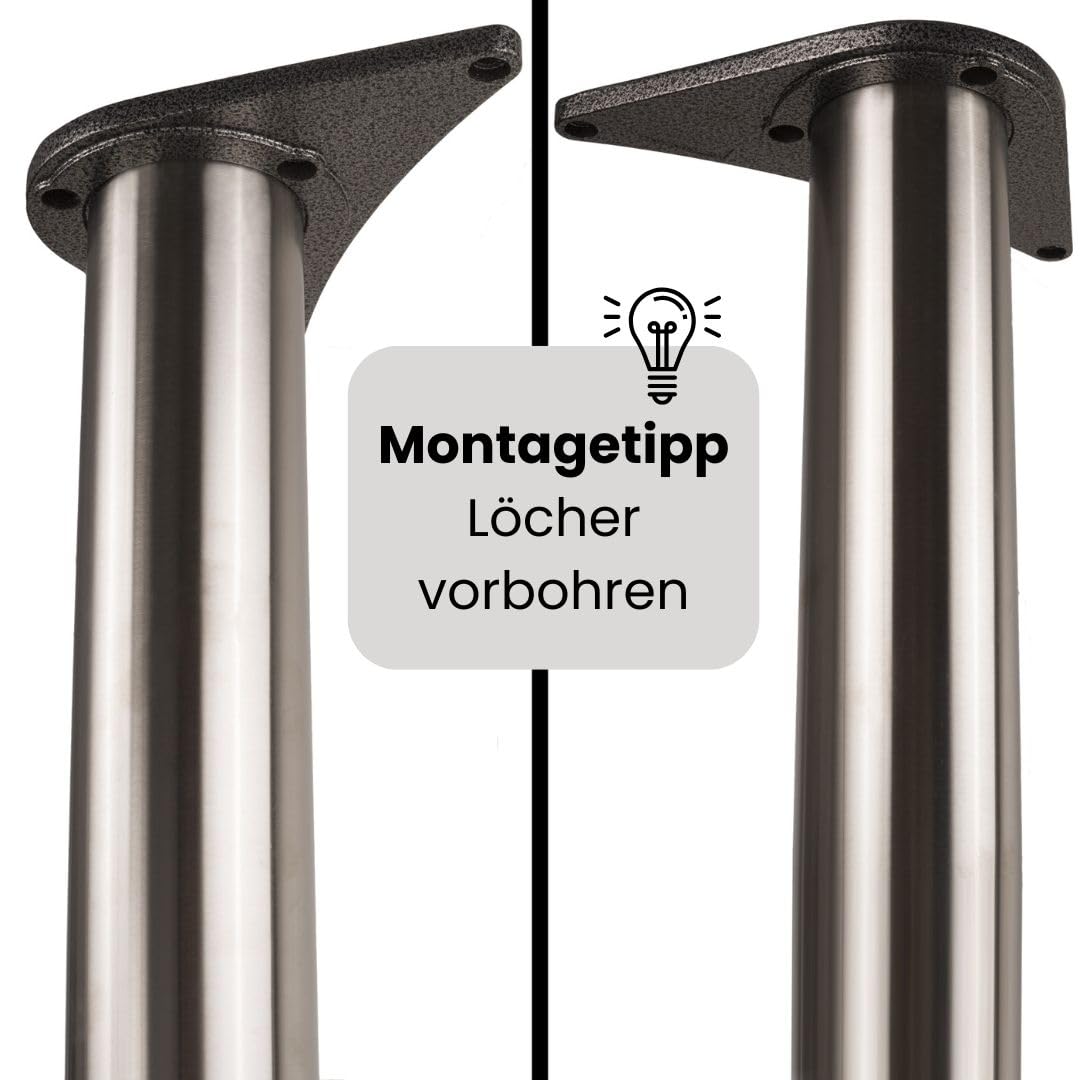 Stahlia 4 x Tischfuß Ø60 mm SCHWARZ MATT Tischbeine Möbelfuß |Höhe 710 mm|höhenverstellbar + 30 mm|inkl. Befestigungsmaterial |Tischfuss Verstellfuß Möbel Fuß Füße |