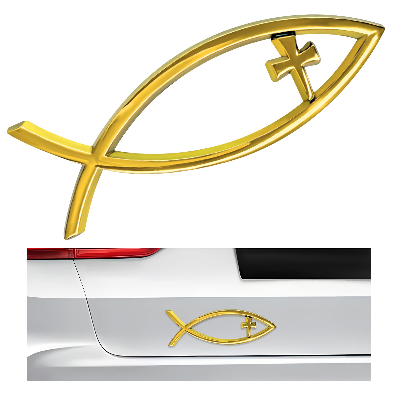 Snapklik.com : FSTURIOS Christian Cross Fish Car Emblem, Large Jesus ...