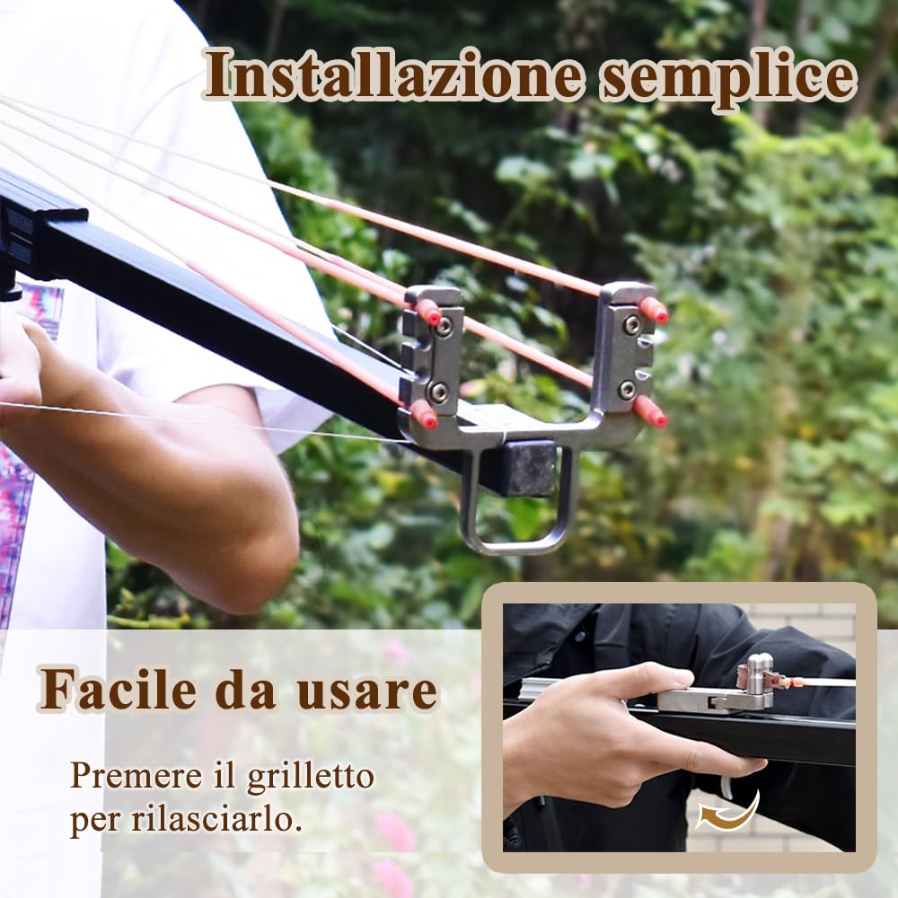 Accessori Fucile a Fionda Fai da Te, Testa Fionda da Caccia con Dispositivo di Rilascio in Metallo e 2 Bande Elastiche, Grilletto per Fionda, Accessori per l'Allenamento