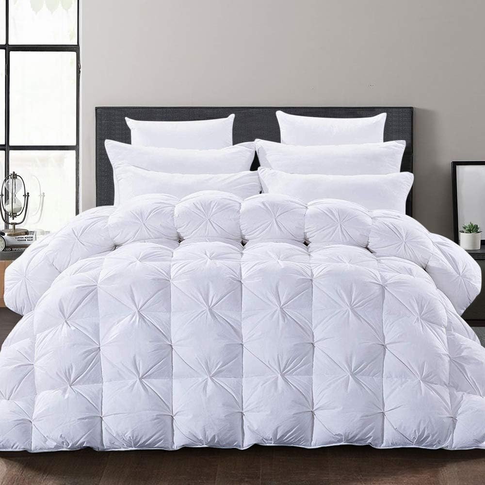 HOMBYS White Goose Down Comforter for All Seasons, (White