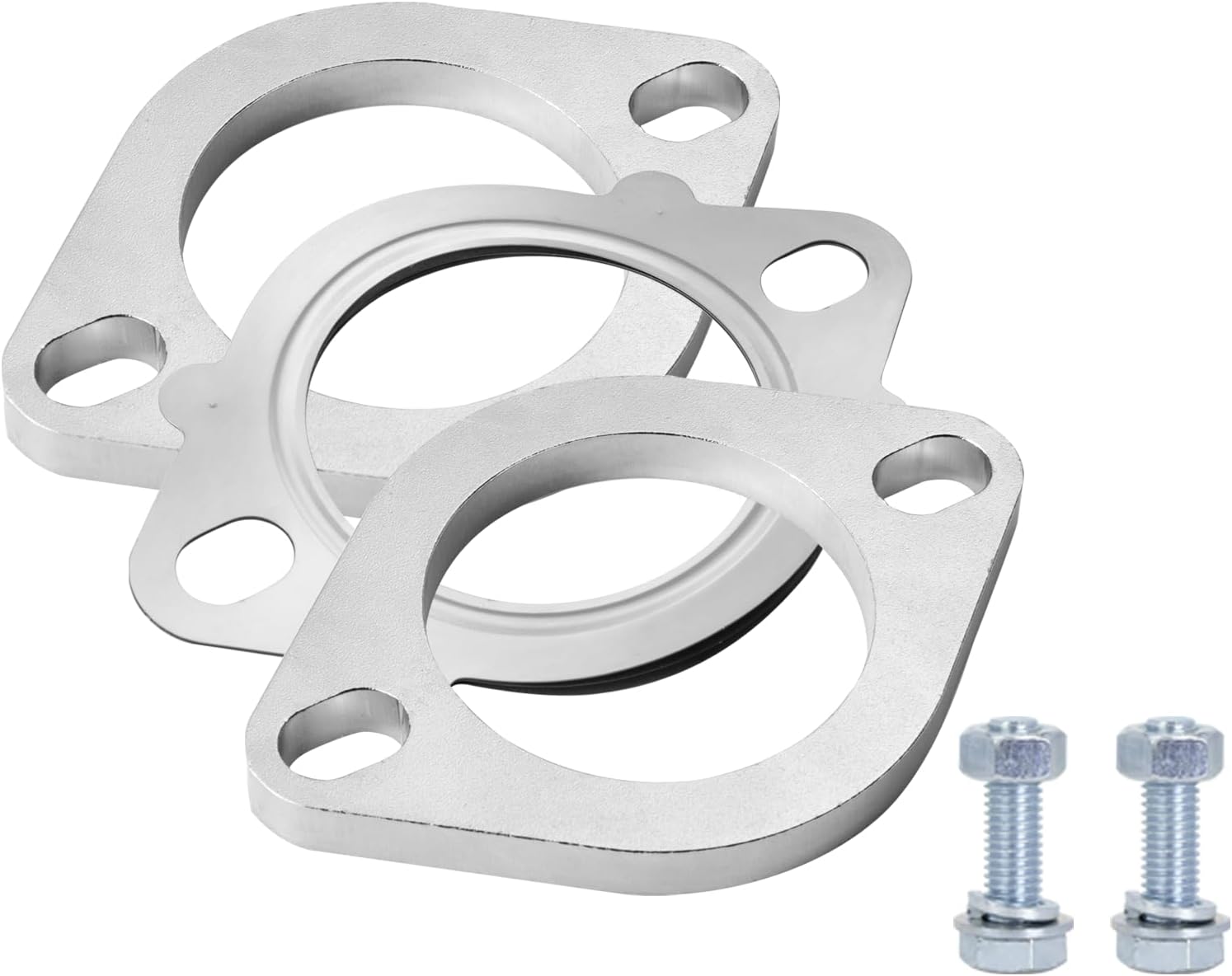 MXA 3 in Exhaust Flange 2 bolt Chrome Exhaust Flanges 3 inch Laser Cut Flanges With Stainles Steel Gasket and bolts nuts(3" 76mm)