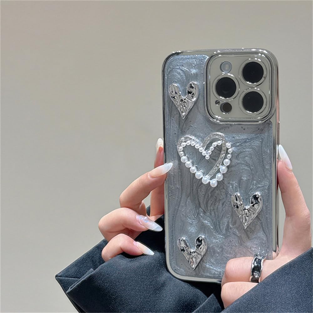 Coque iPhone 13 Pro Max antichoc gris ciment housse protection luxe perle