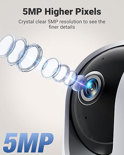 Miniatura 2 de MUBVIEW Cámaras panorámicasinclinables para seguridad del hogar en interiores, cámara de 5MP para mascotasgatosperros con aplicación de teléfono,