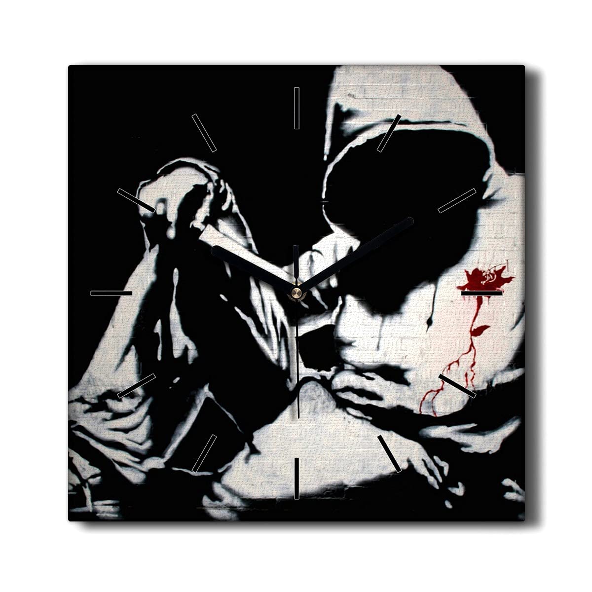 Horloge Murale sans Tic-Tac Banksy - Toile Coloray 30x30cm Salon Silencieux