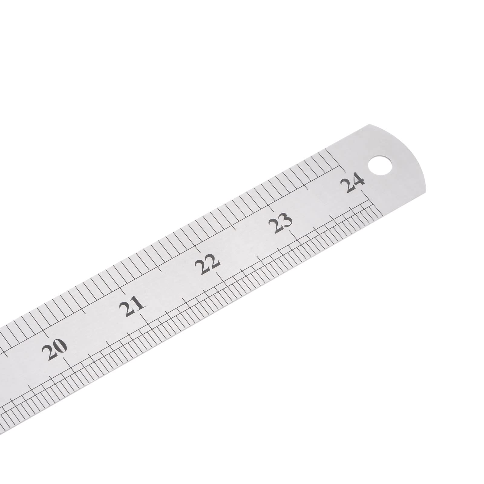 sourcing map Regla de Acero Inoxidable, 24" de Longitud x 1/28" de Espesor x 1-1/7" de Ancho, Herramientas de Medición de Borde Recto para Carpintería Pintura Artesanía, Tono Plateado