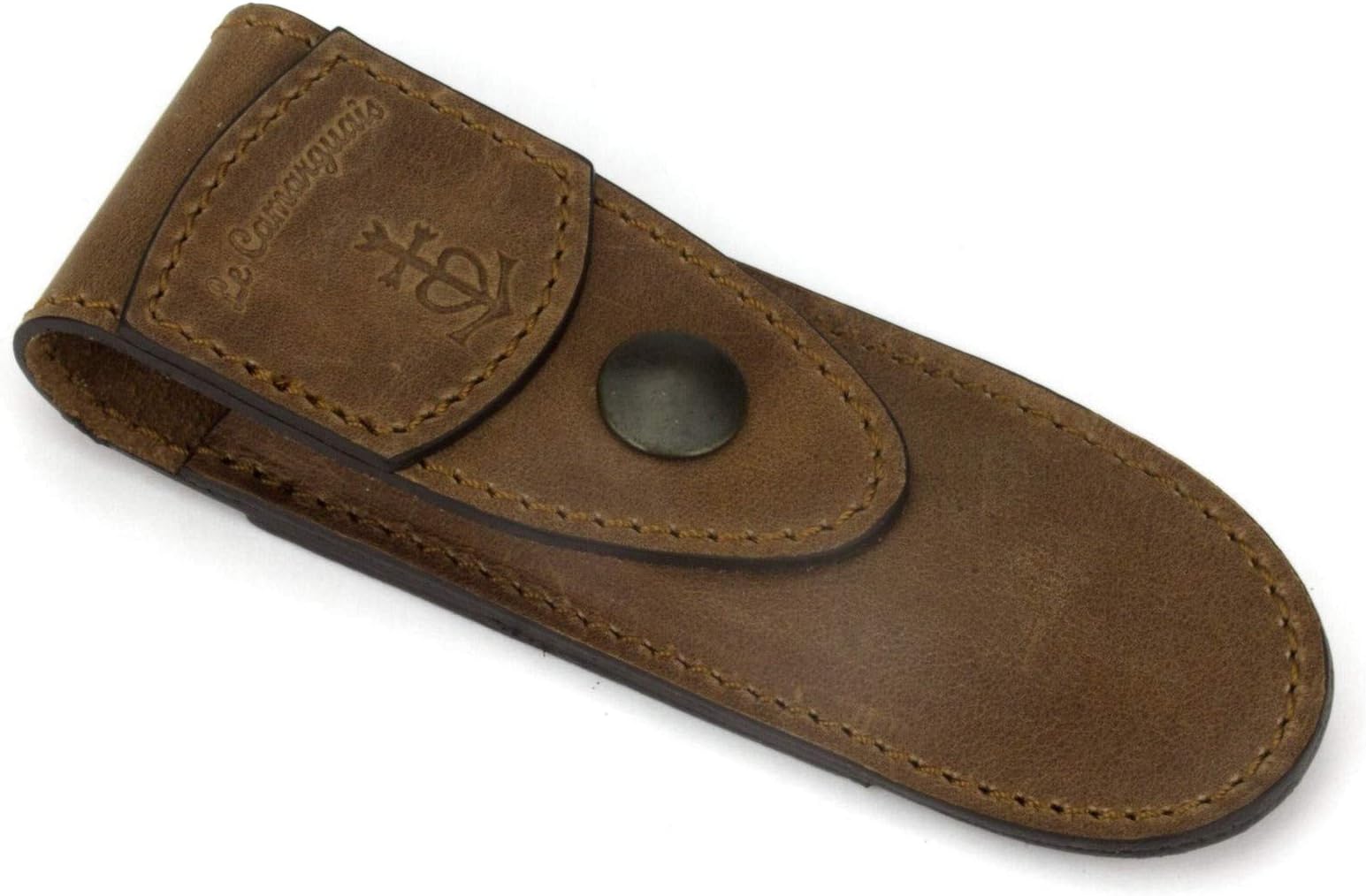 Le Camarguais Brown Leather Belt Pocket - French Knife case - Quality Sheath