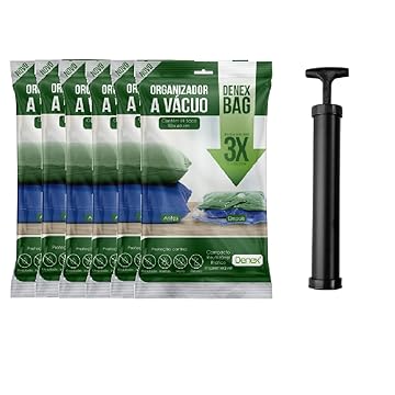 Saco a Vácuo Viagem Mala 50 X 60 Cm Kit 05 Un + Bomba