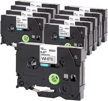 TZe-231 Tape Compatible with Brother P-Touch Black/White Pack of 10