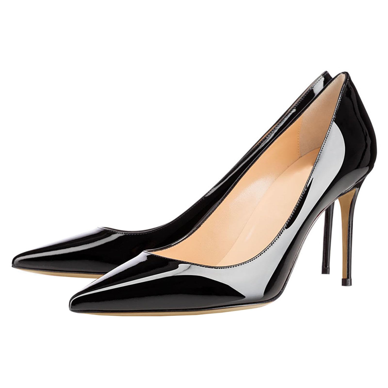 Talons Hauts Escarpins Talons Aiguilles Bout Pointu Femmes Sandales Enfiler Sans Dos Chaussures Soirée Bureau 8,5cm,Black-42