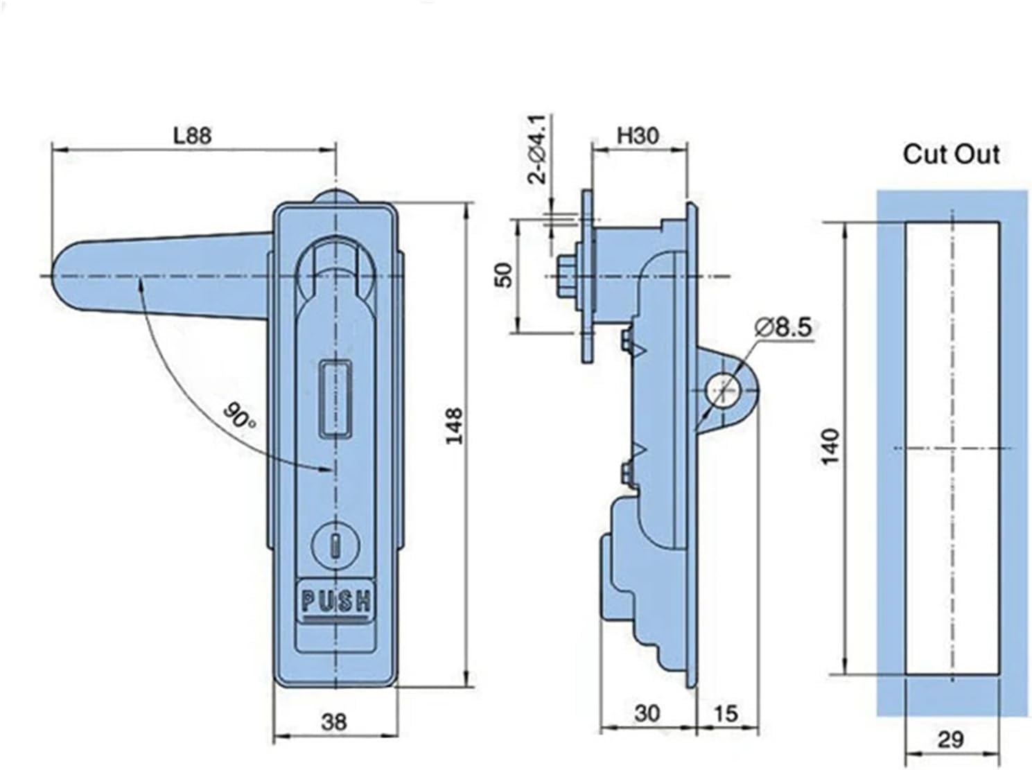 Control Cabinet Door Lock Switch Pull Hardware Part 1Pcs