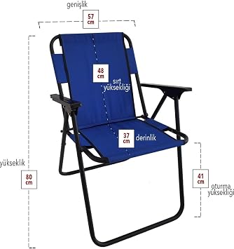 Bofigo 50X40 Plastic Atresite Folding Table 2 Pieces Folding Chair Camping Set Garden Set Blue