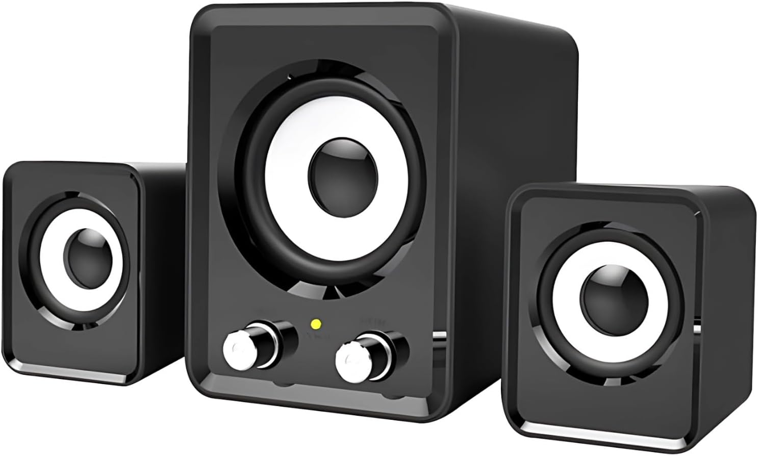 Wireless Speakers Set of 3, 2.1 Channel Home Theater System with Subwoofer, HiFi Quality, Adjustable Bass, Black