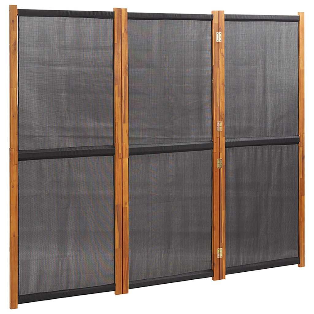 3 pezzi. Divisorio nero 210 x 180 cm in legno di acacia