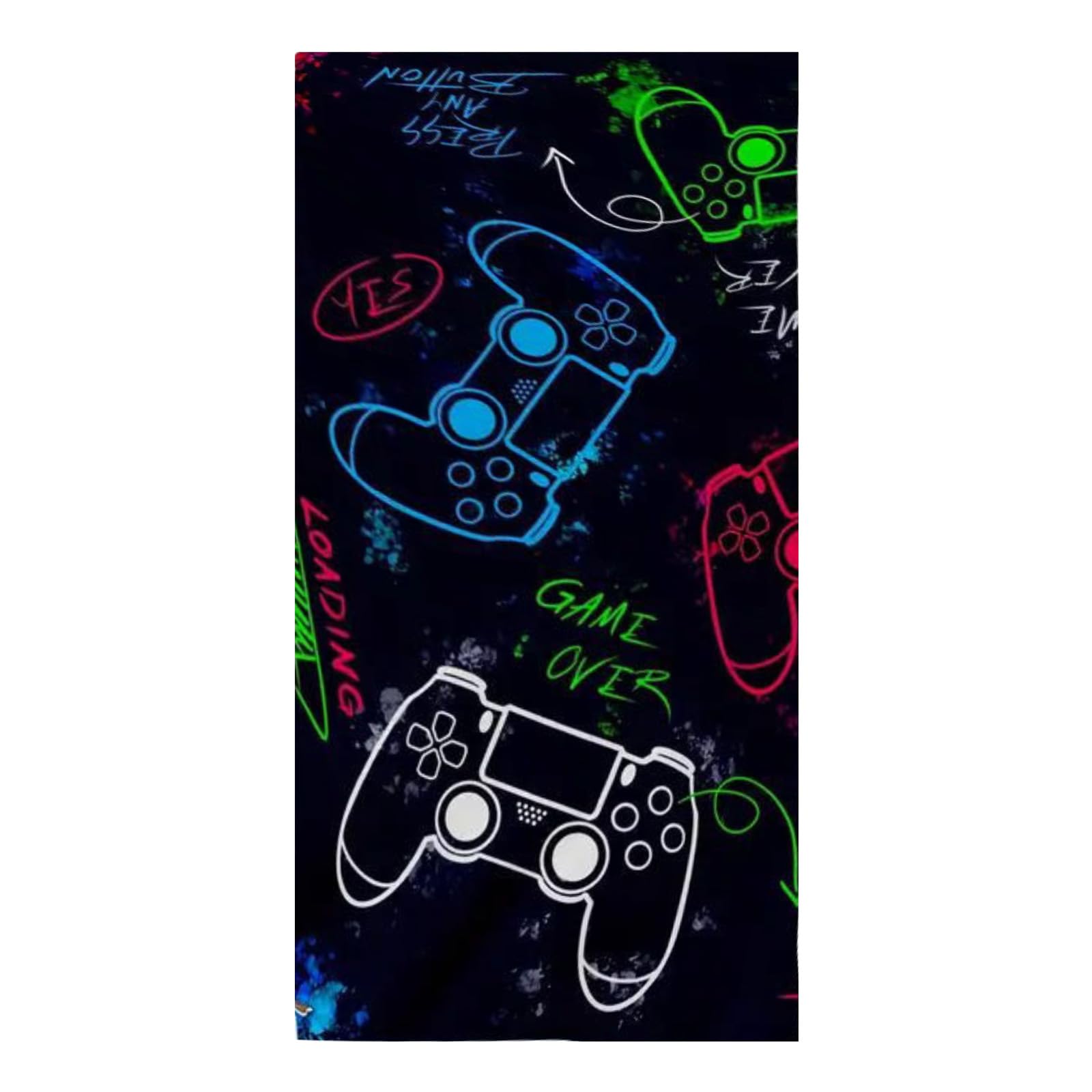 Vxcvzv 1 Piece Beach Towel Swimming Towels for Kids - Gaming Controller Design - Soft and Lightweight Blanket for Camping Showers Boys Bath Pool Camping Travel 75 x 150cm (Black) — image 1