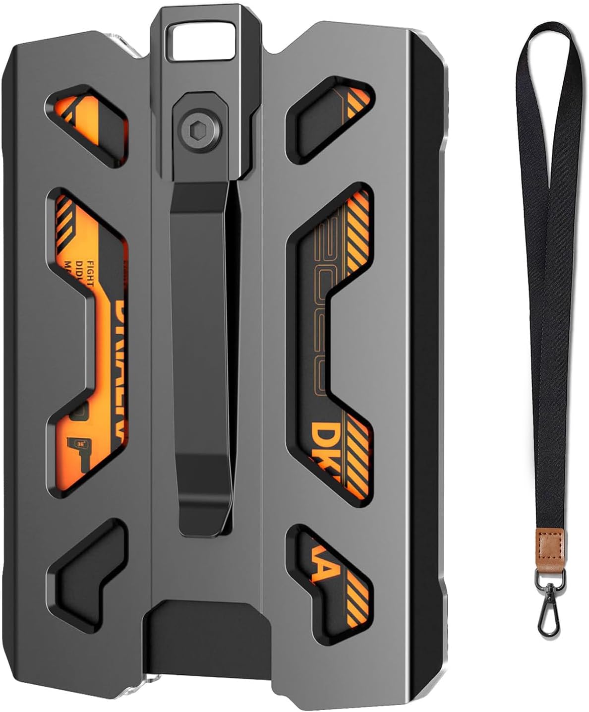 Aluminum Badge Holder, Metal ID Badge Holder with Lanyard, Portable Wallet with Clip and 4 Cards Slot, for Business Office Work Police Outdoor Gift
