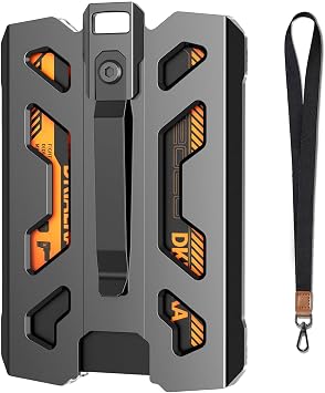 Aluminum Badge Holder, Metal ID Badge Holder with Lanyard, Portable Wallet with Clip and 4 Cards Slot, for Business Office Work Police Outdoor Gift