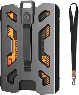 Aluminum Badge Holder, Metal ID Badge Holder with Lanyard, Portable Wallet with Clip and 4 Cards Slot, for Business Office Work Police Outdoor Gift