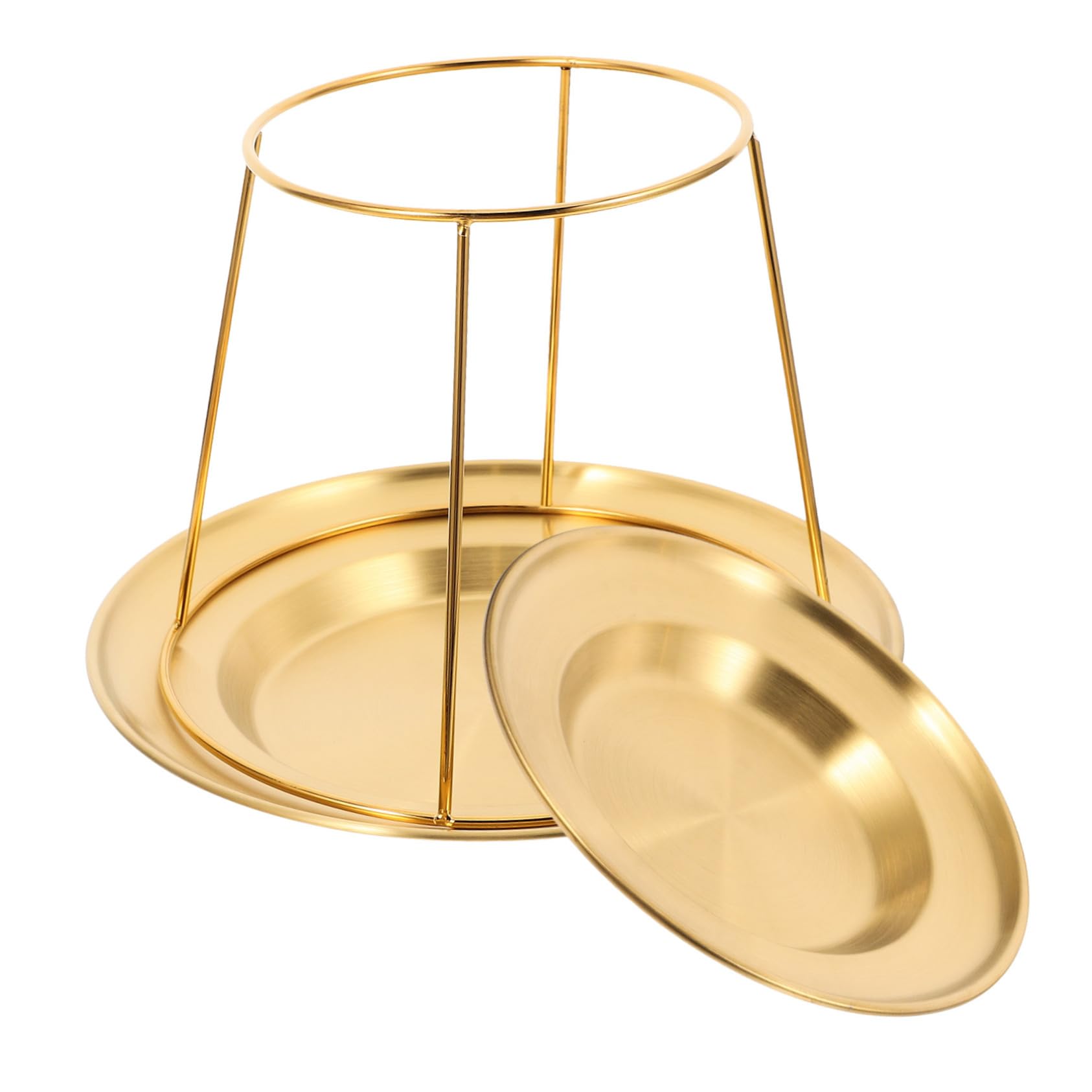 Ciieeo Soporte para Servir de 2 Niveles de Acero Inoxidable Dorado, Diseño Elegante y Simple, Fácil Mantenimiento y Optimización de Espacio para Buffets y Cenas