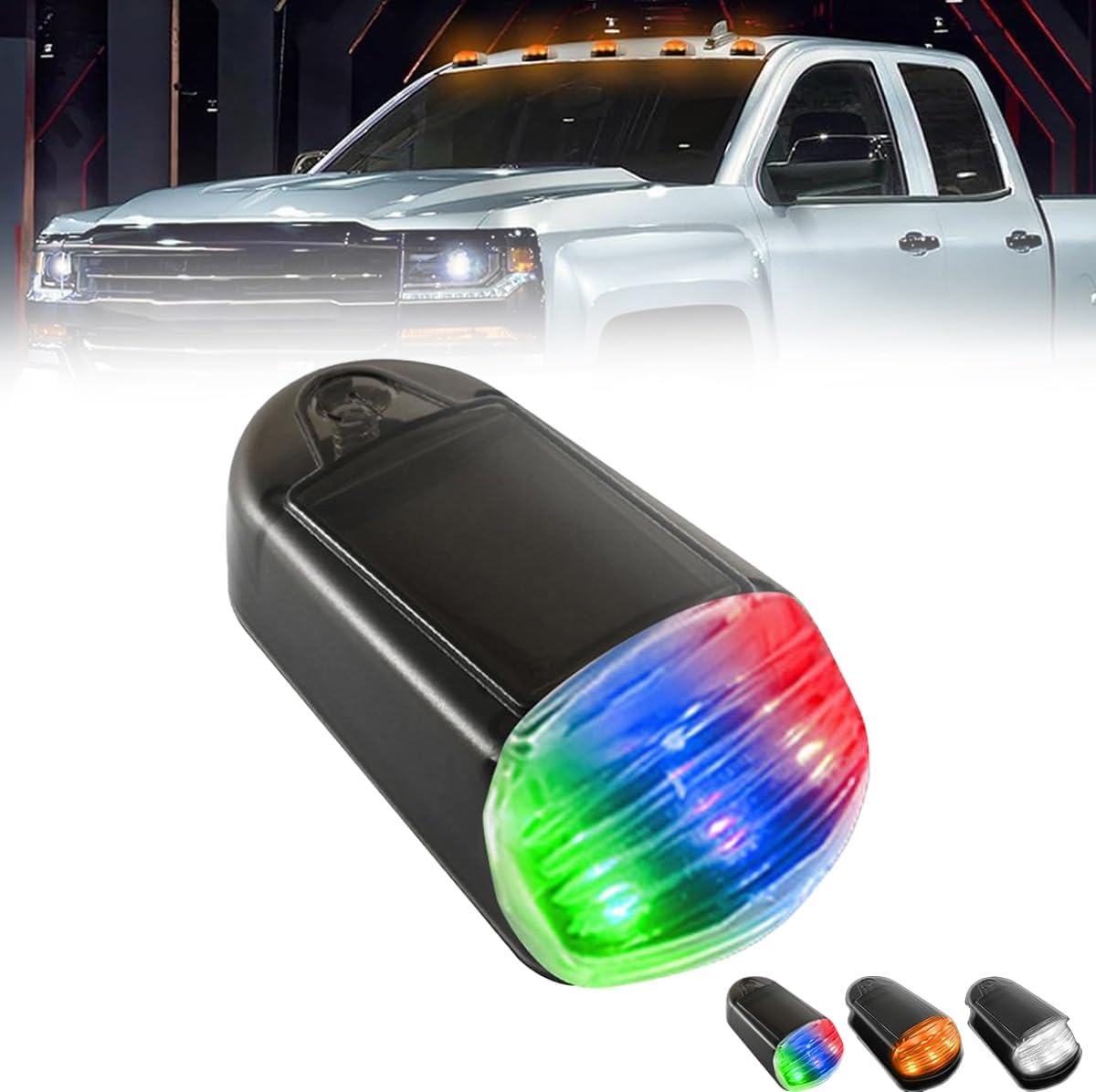 JOYO Solar Wireless Cab Lights for Truck,No Drill Cab Lights,7 Colors App Control,2024 New Solar Powered Cab Lights,Roof Lights for Universal Car (Black - Colorful Light, No Remote control)