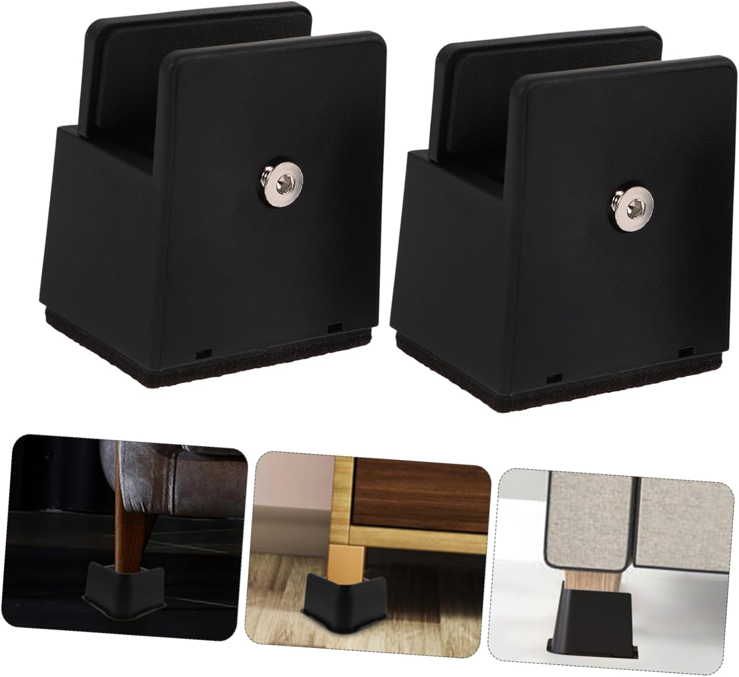 ORFOFE 4Pcs Non Slip Furniture Leg Risers Height Bed Frame Support Blocks for Couch Chair Table Stability Durable Pads for Home Use Prevent Sliding Noise