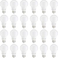 Amazon Basics A19 LED Bulbs 60W Equivalent, Daylight 5000K 9W, Non-Dimmable E26 Base, 10,000 Hour Life - 24 Pack Energy Saver
