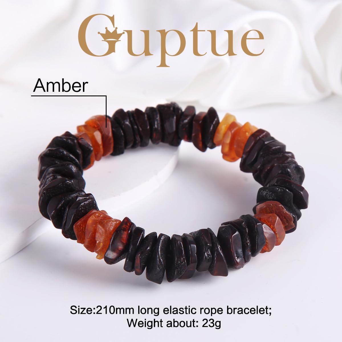 Natural Baltic Amber Bracelet for Adults (Women/Men)/ Baltic Amber Rainbow Beads Certified Amber Jewelry/Stretch Handmade Gemstone Wristband
