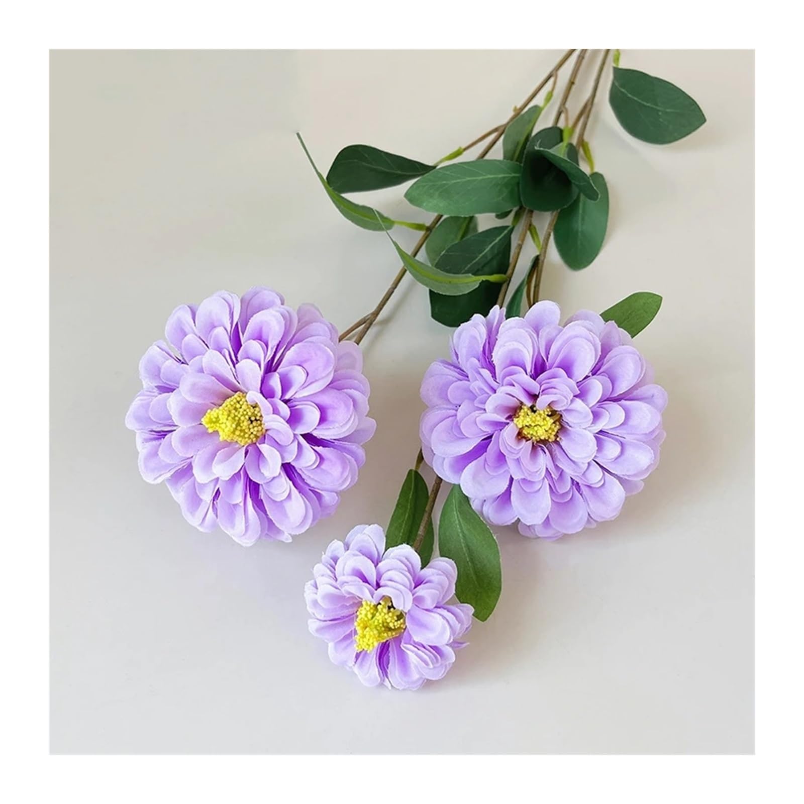 FonHNDG Artificial Flower Branches 3 Heads Artificial Marigold Chrysanthemum Silk Peony Flower Branch(PURPLE)