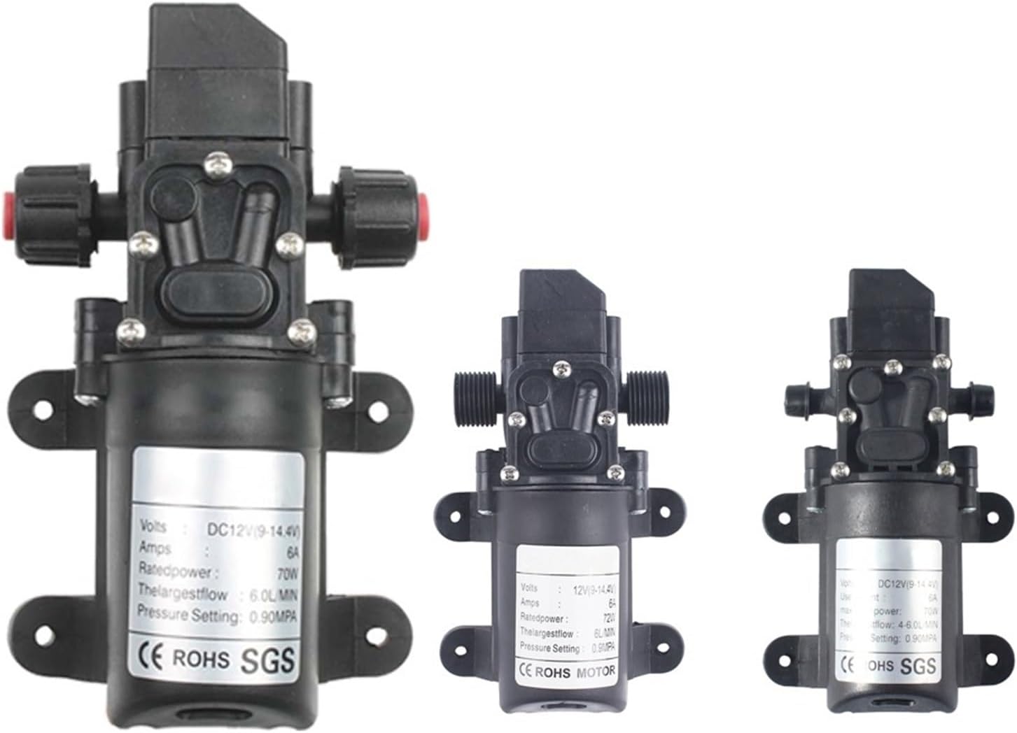 1PCS 12V 130PSI 6L/Min Water High Pressure Diaphragm Self Priming Pump 70W 72W 6A pipe 1/2(Only pump)