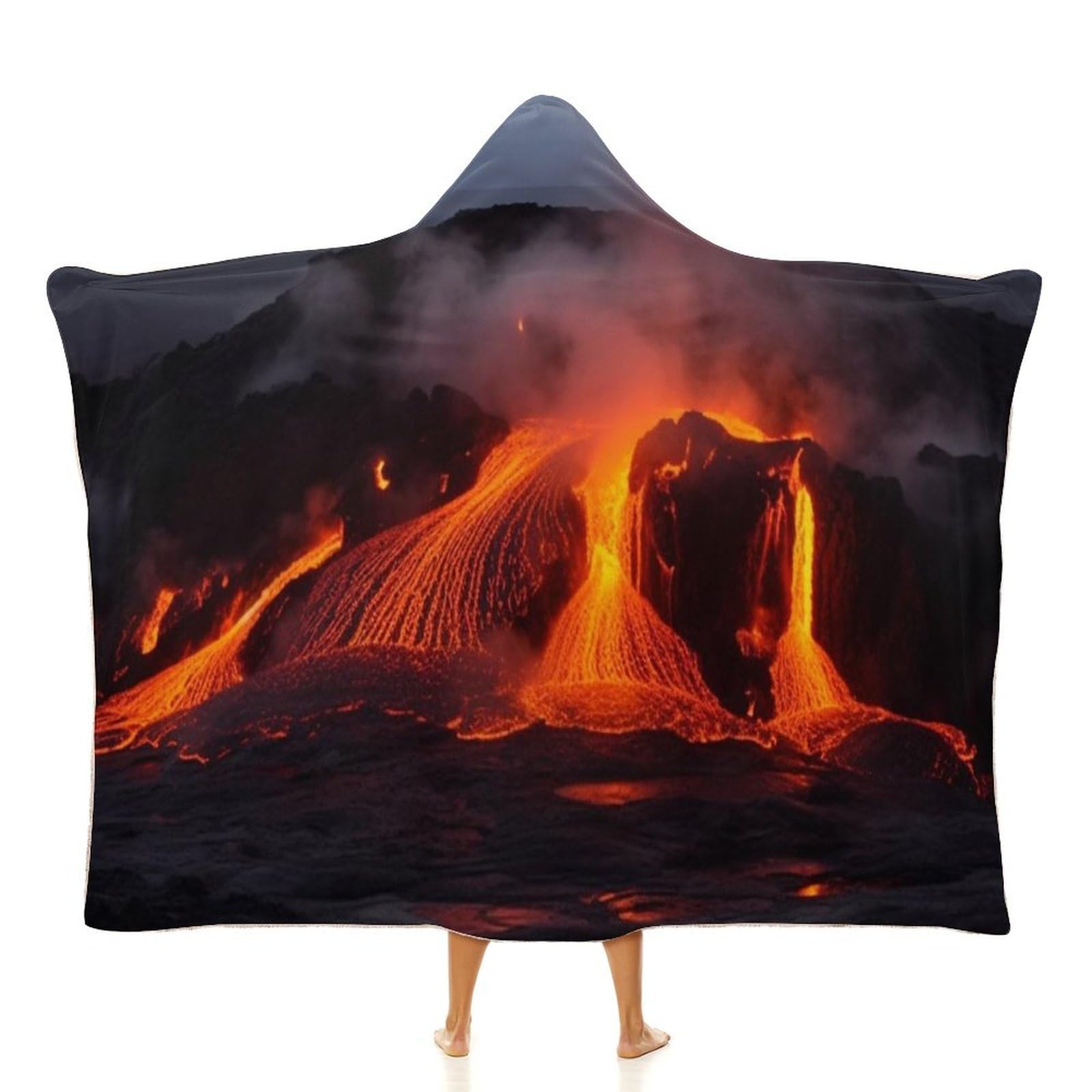 Couverture à capuche portable Kilauea Volcano cape imprimée douce et chaude - 8