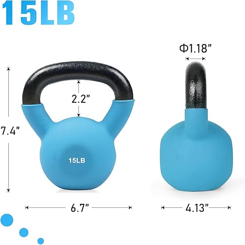 Miniatura 3 de RitFit - Pesa rusa de hierro fundido macizo con revestimiento de neopreno, ideal para entrenamiento de cuerpo completo, entrenamiento combinado,