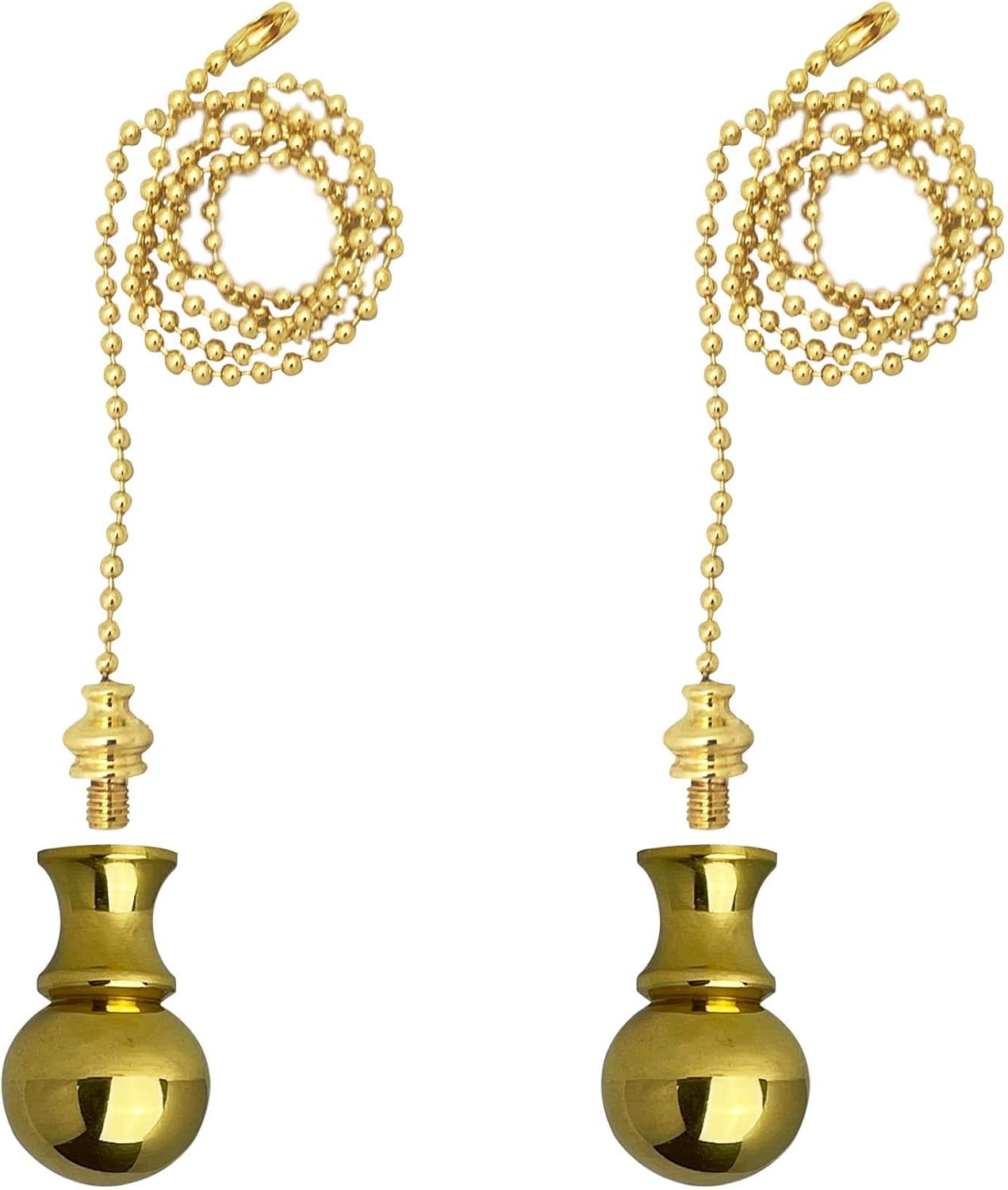 Royal Designs, Inc. Fan Pull Chain with Decorative Large Ball, Polished Brass - Pack of 2