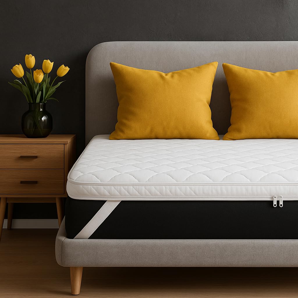 SLIPIO Mattress Topper 120x190 | 7 cm | Memory Foam Visco+ Adaptive Bed Topper | Removable & Washable Cover | Hypoallergenic & Anti-Dust Mite