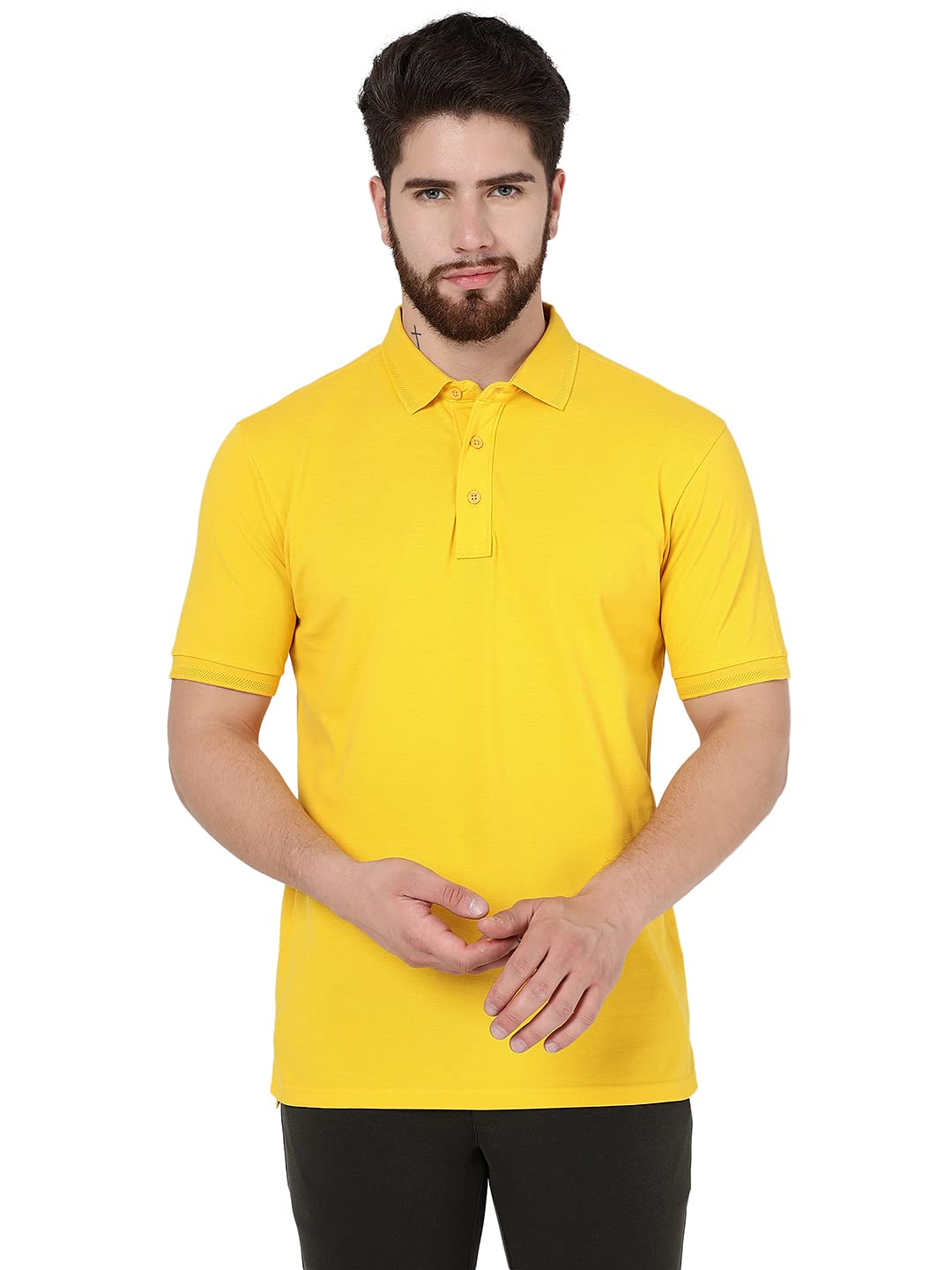JadeBlue Yellow Cotton Polo Slim Fit Summer Style