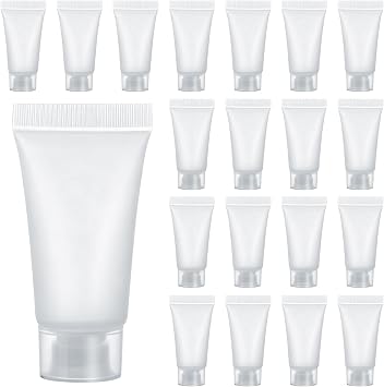5ml Refillable Empty Tubes Bottles 20 Pcs Squeezable Sample Containers Translucent Surface Travel Sample Bottles for Toothpaste, Shampoo, Facial Cleanser, Lotion, Hand Cream