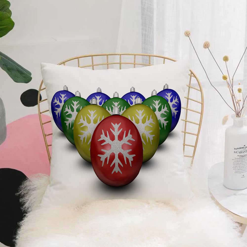 HYOSXW Cushion Cover,Throw Pillow Case Home Decorative for Living Room Bedroom Sofa Chair 16X16 Inch,Rainbow decorations balls with snowflakes,Pillowcase 40X40cm