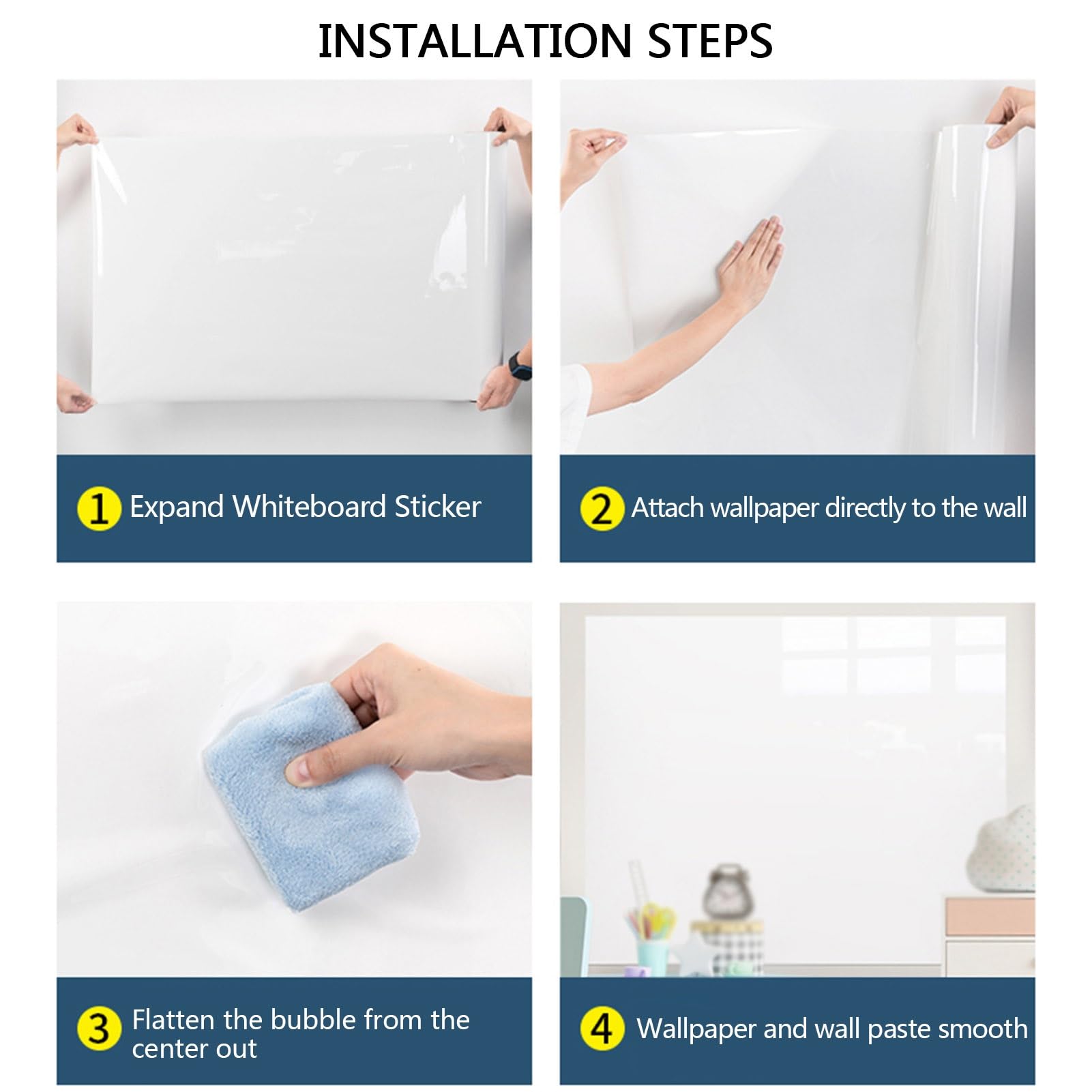 Dry Erase Electrostatic Whiteboard Roll Office Home Classroom White Multiple Sizes(23.7x393.8IN(0.6x10m))