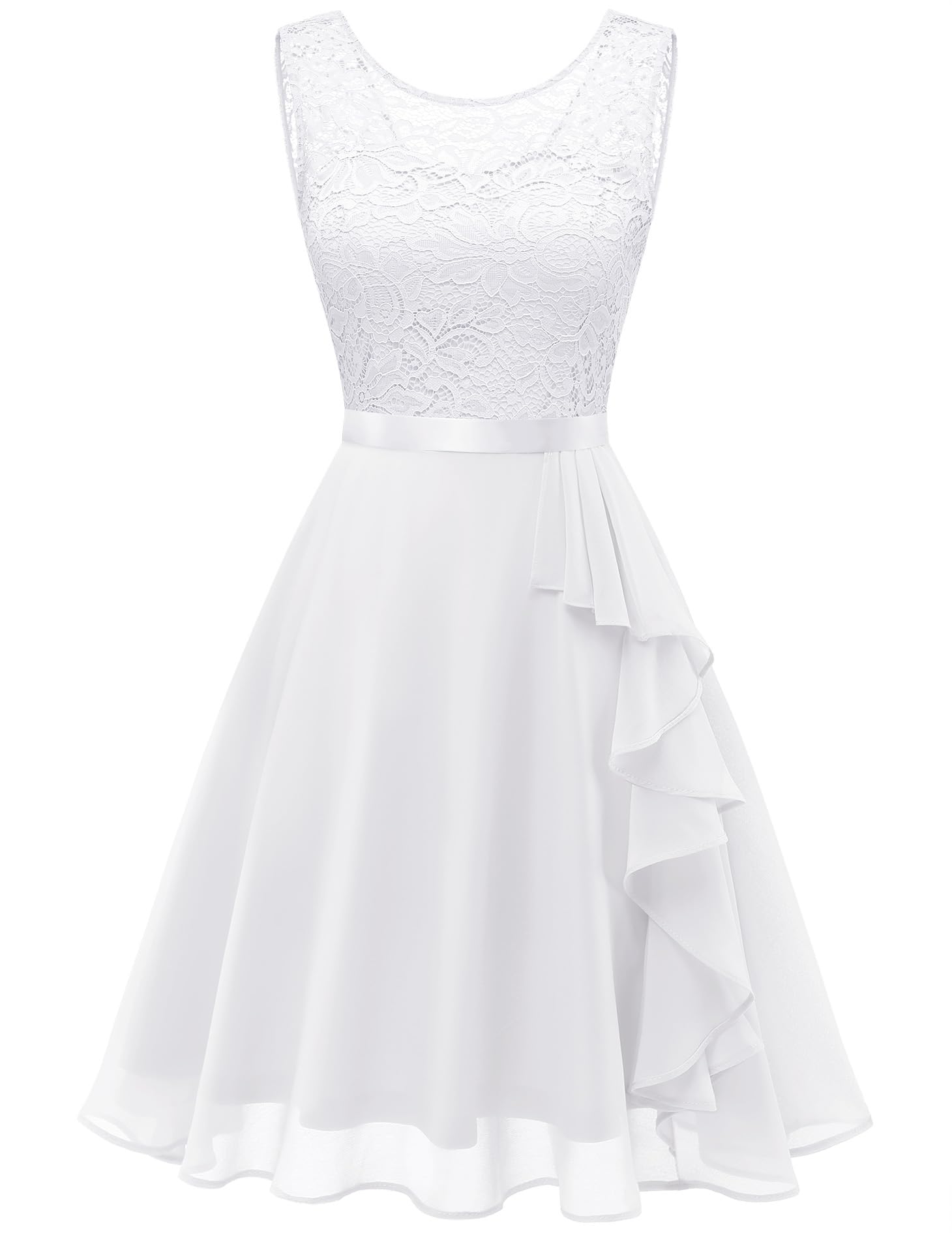 Berylove Vestido de cóctel elegante con dobladillo de volantes para mujer, para boda, vestido de noche corto