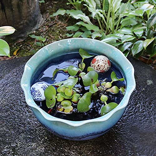 青緑色 陶器 水鉢 青緑色 陶器 水鉢