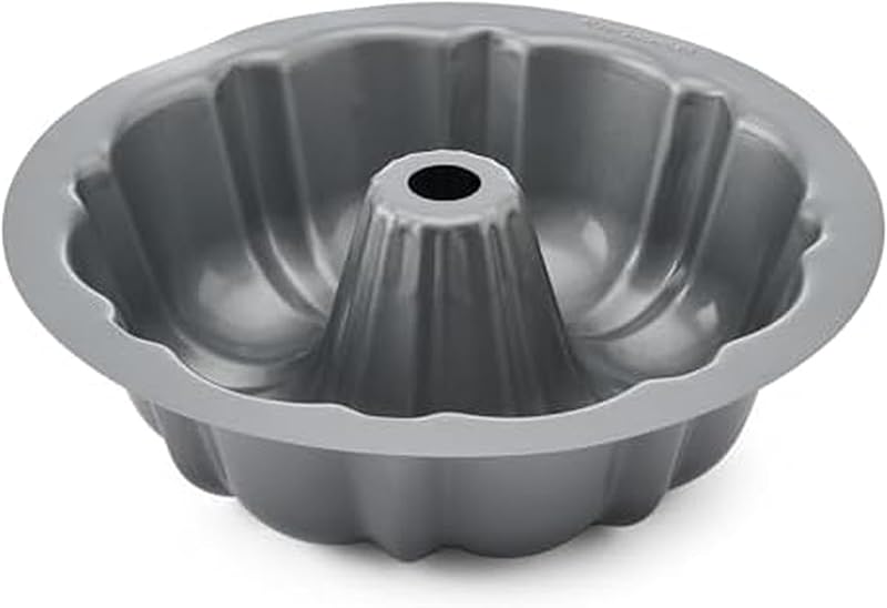 Nonstick Aluminized Steel Fluted Cake Pan, Dishwasher Safe, Contour Silver, 9 Inch