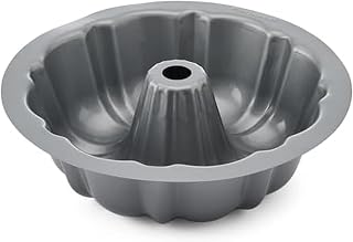 Nonstick Aluminized Steel Fluted Cake Pan, Dishwasher Safe, Contour Silver, 9 Inch