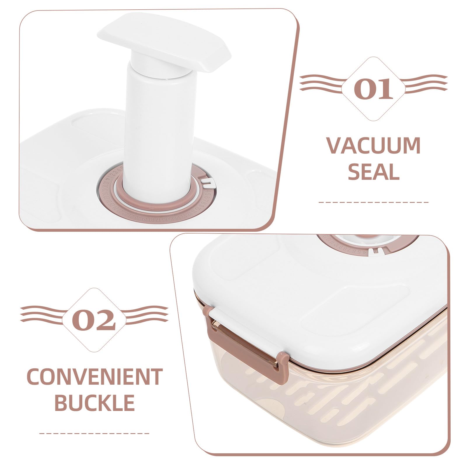 Homoyoyo Caja de Conservación al Vacío para Alimentos 2.1l Grande Bomba Manual, Contenedor Sellado Hermético Transparente para Almacenamiento Fresco y Drenaje Rápido en Cocina