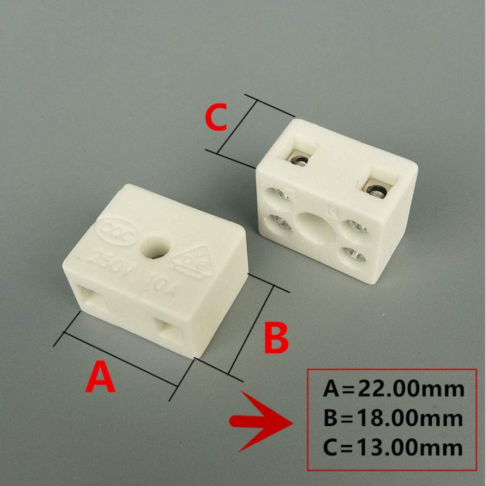 PZRT 2pcs 10A 2 Way 5 Hole Wire Connector Porcelain Ceramic