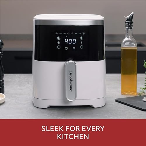 Miniatura 6 de Brookstone Freidora de aire Freidora de gran capacidad de 4.5 cuartos de galón, 1300 W con pantalla LED, 8 preajustes, temperatura ajustable,